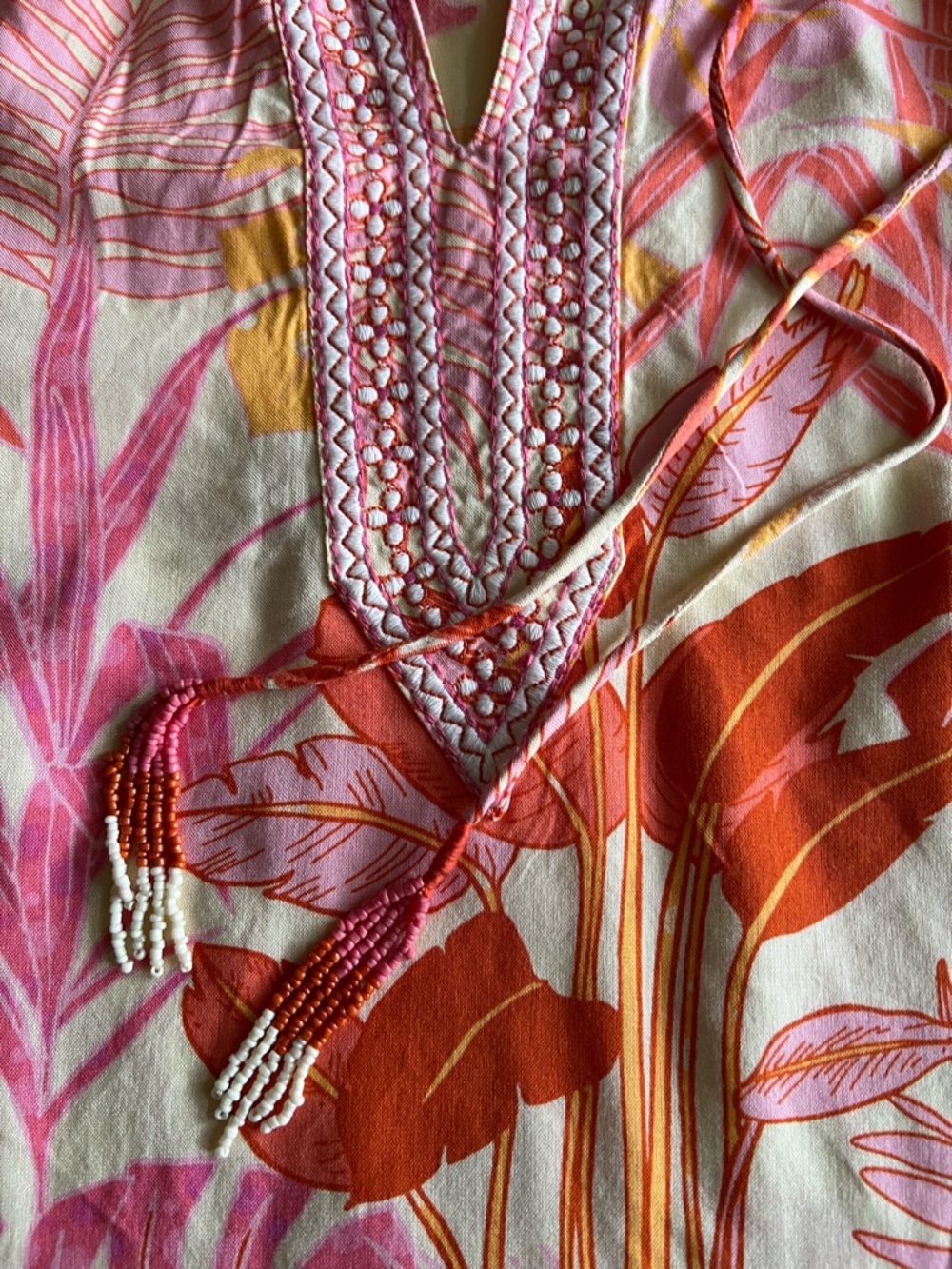 Haute Hippie Pink Orange Tropical Print Tunic Blouse - Picture 5 of 7
